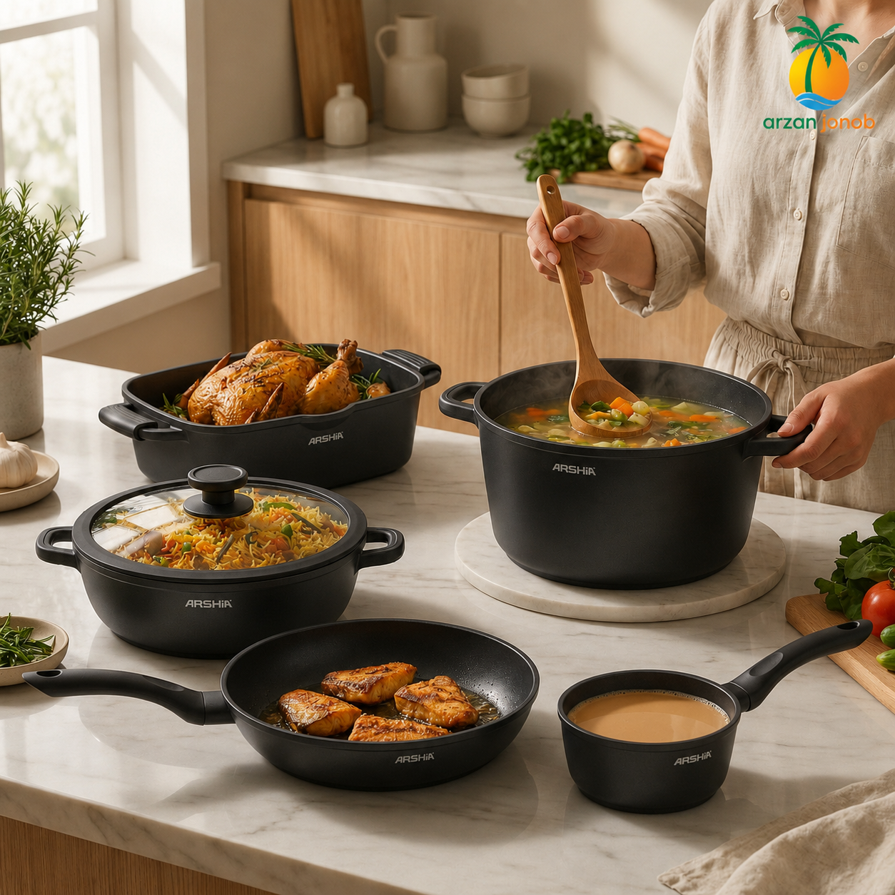 سرویس قابلمه 25پارچه چدن عرشیا مدلCO180-3861